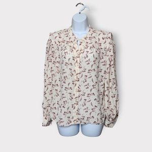 FRAME Voluminous Button Up Shirt in Floral/Off-white